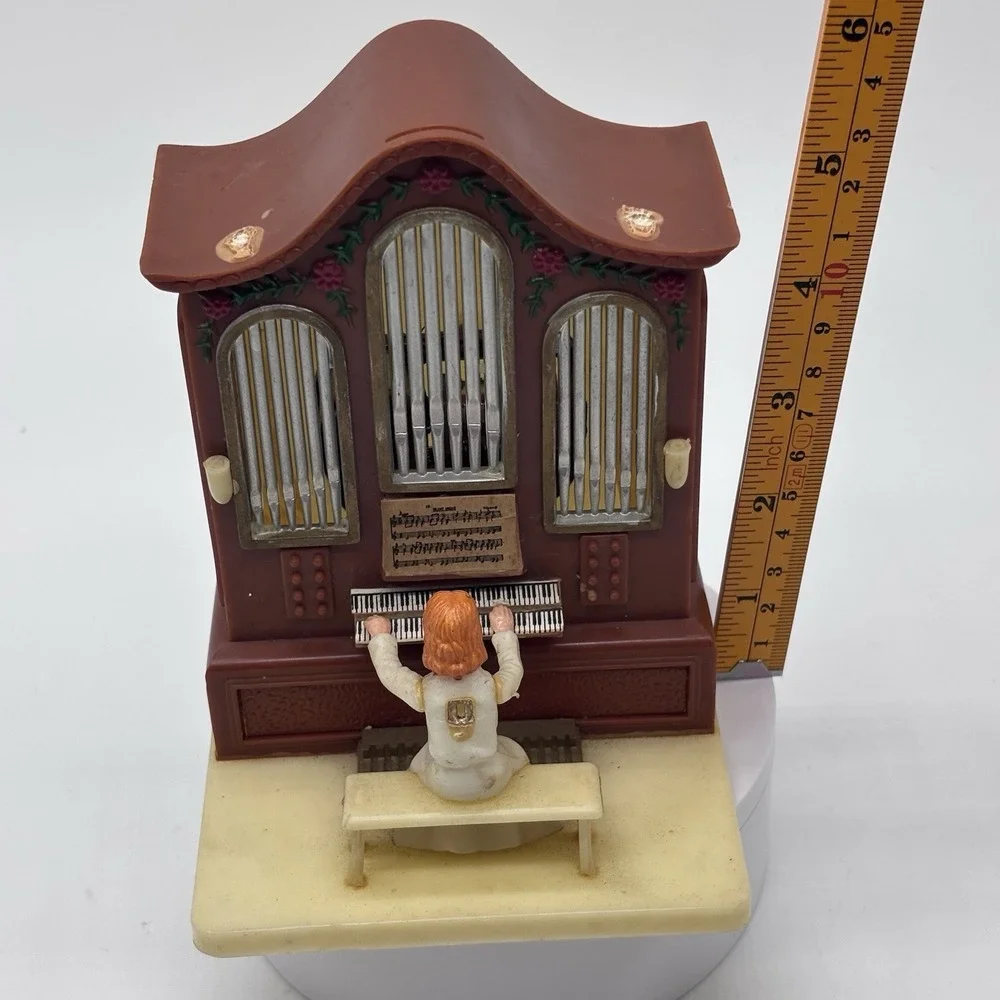 Vintage Angel Playing Piano Organ Music Box Hong Kong Silent‎ Night Tested